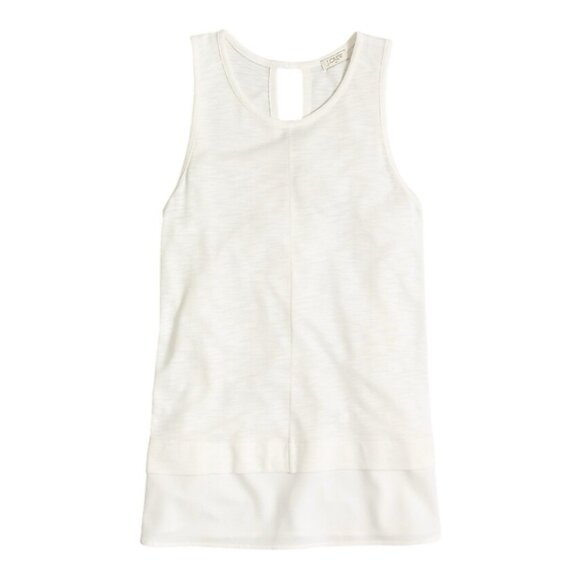 J Crew Drapey Tank Top with Silky Hem~Size Small~Ivory Tunic Blouse ~ L15 26 - Picture 2 of 13